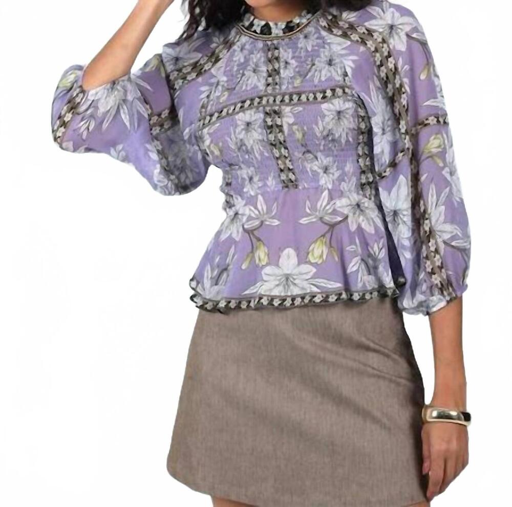 NEW AYLAYA flowy smocked top in amethyst